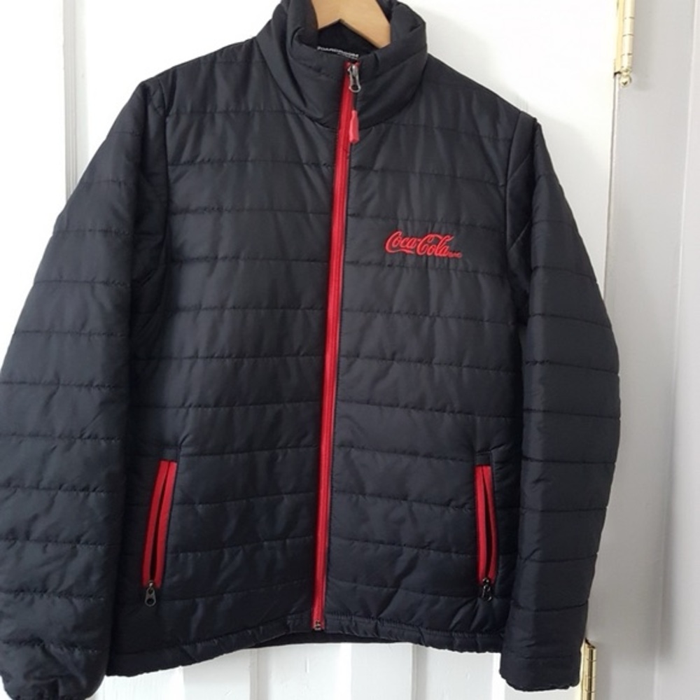 Coca Cola Puffer Embroidered Jacket Black Sz M